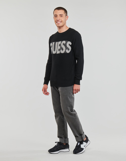 Guess - AMYAS LS CN SLOGAN SWEATER - Noir