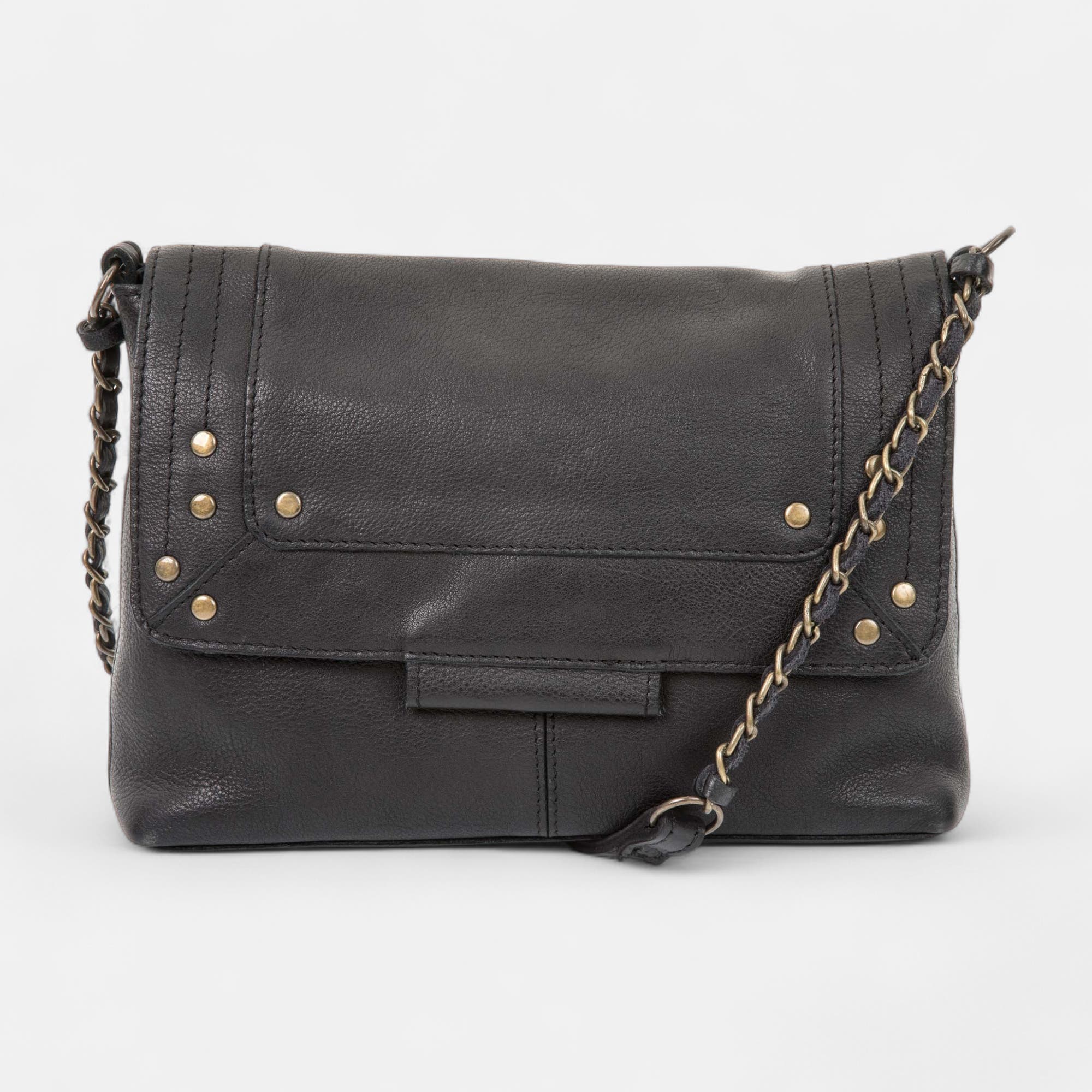 Sac bandoulière en cuir noir