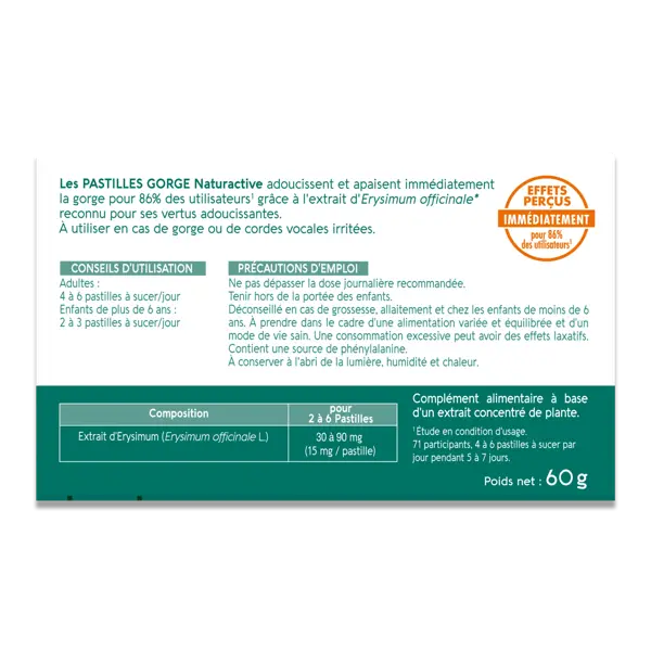 Pastilhas Naturaactive VoxylTabs para gargantas sensíveis e irritadas, 24 pastilhas sem açúcar.