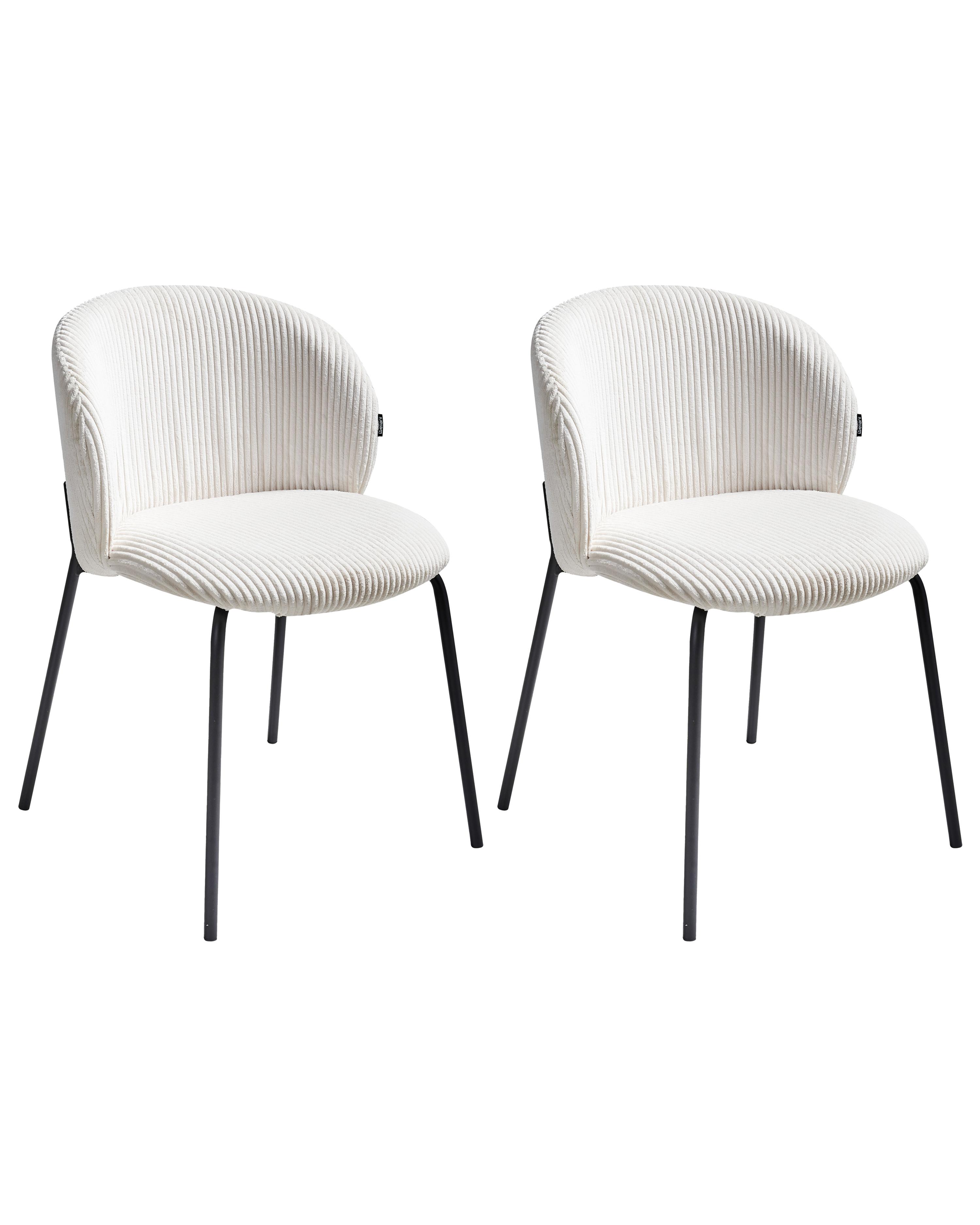 Set van 2 eetkamerstoelen MILES Corduroy Gebroken wit