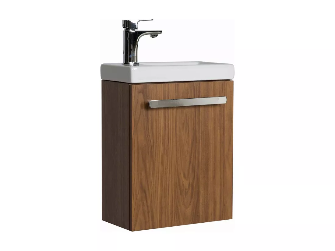Ensemble meuble lave-mains décor noyer NEVADA avec miroir