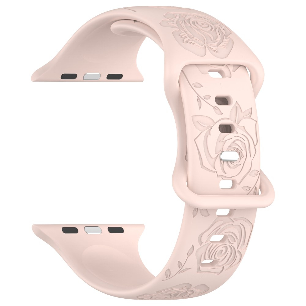 Apple Watch (49/46/45/44 mm) Silikon Armband mit Rosen-Muster (Gelenkumfang: 170 - 240 mm) - Rosa