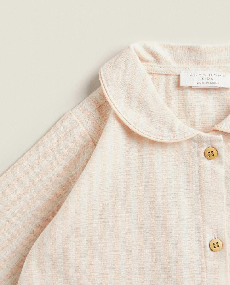 Conjunto de pijama infantil de flanela listrada