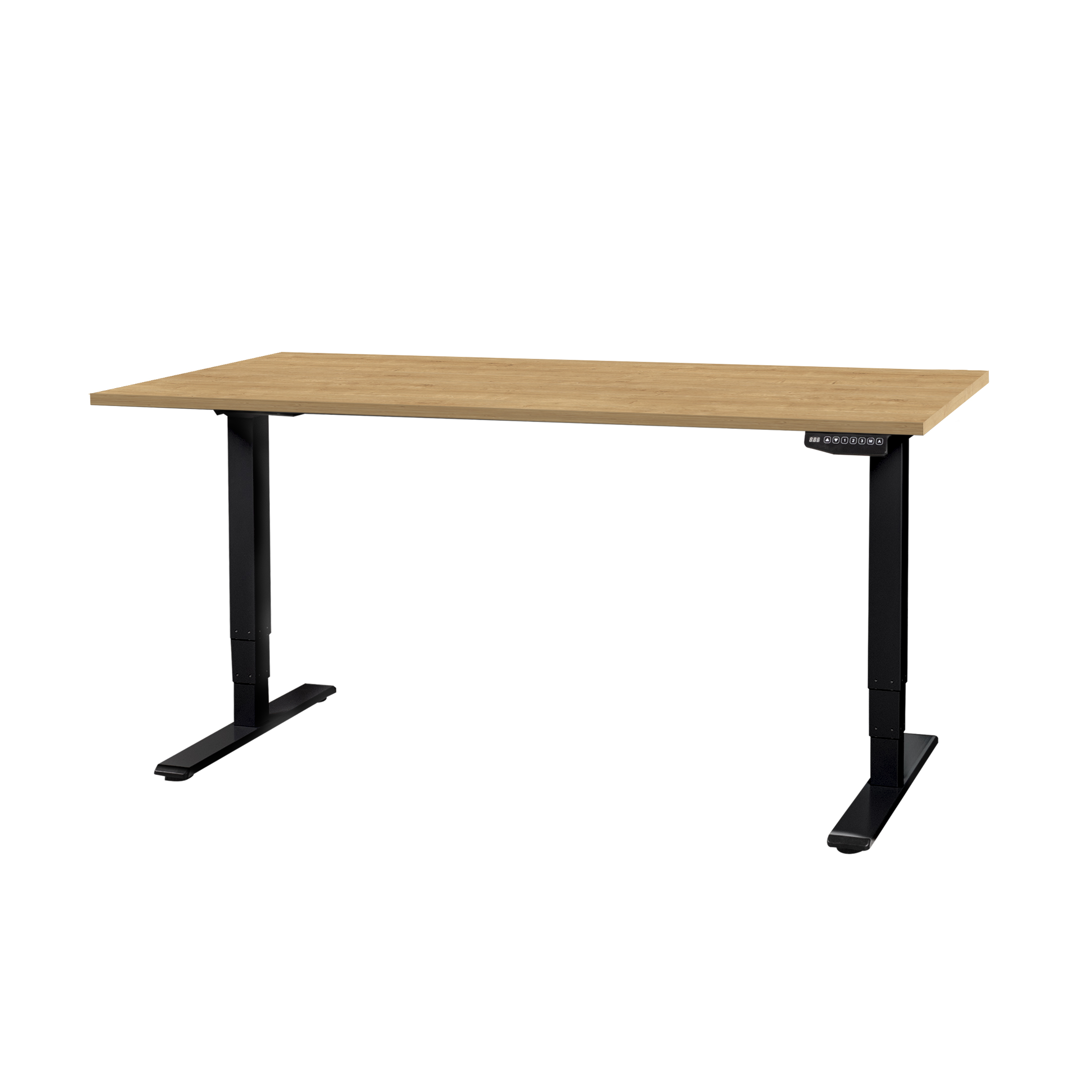 CONTINI höhenverstellbarer Bürotisch 200 x 90 cm Eichendekor / Gestell schwarz