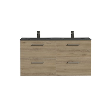 Tiger Studio badkamermeubel 120cm chalet eiken met dubbele zwarte wastafel