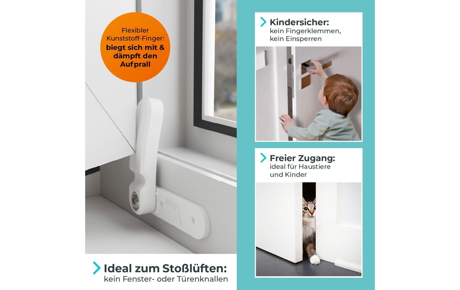 Tür- & Fensterstopper 2er-Set WeissSichere Stopper