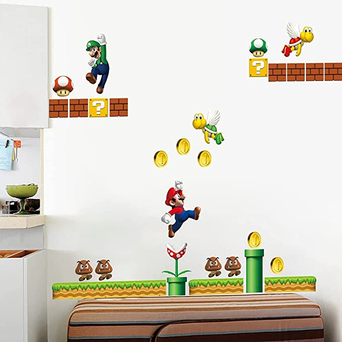 (60x90cm) Wandtattoo Kinderzimmer Aufkleber Home Deko Wandsticker - Klempner Videospiel