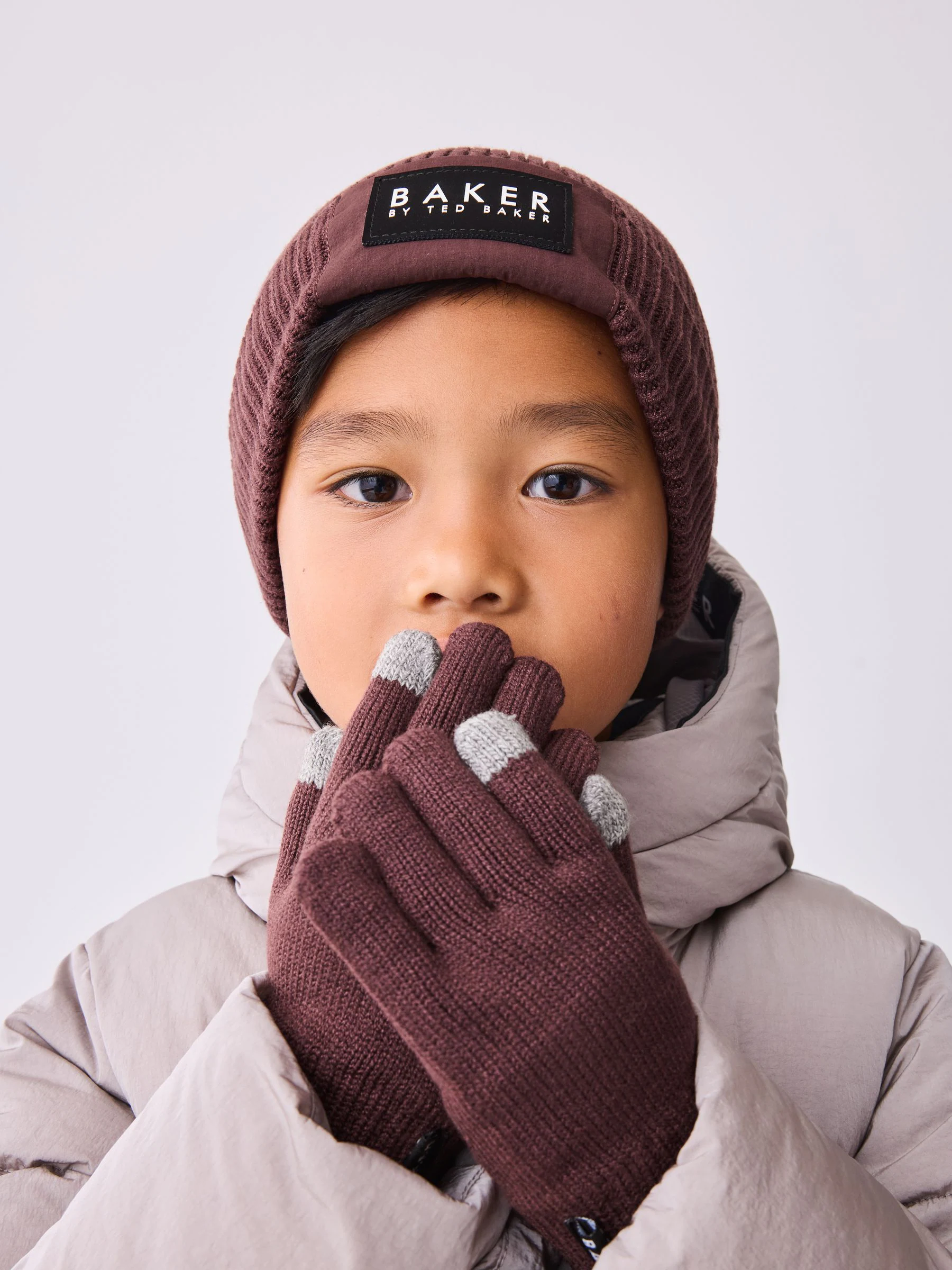 Bruin - Baker By Ted Baker jongensset van muts en handschoenen