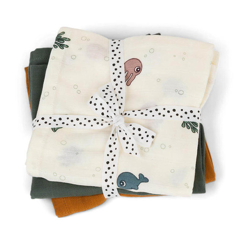 Lot de 3 langes GOTS Sea friends - DONE BY DEER