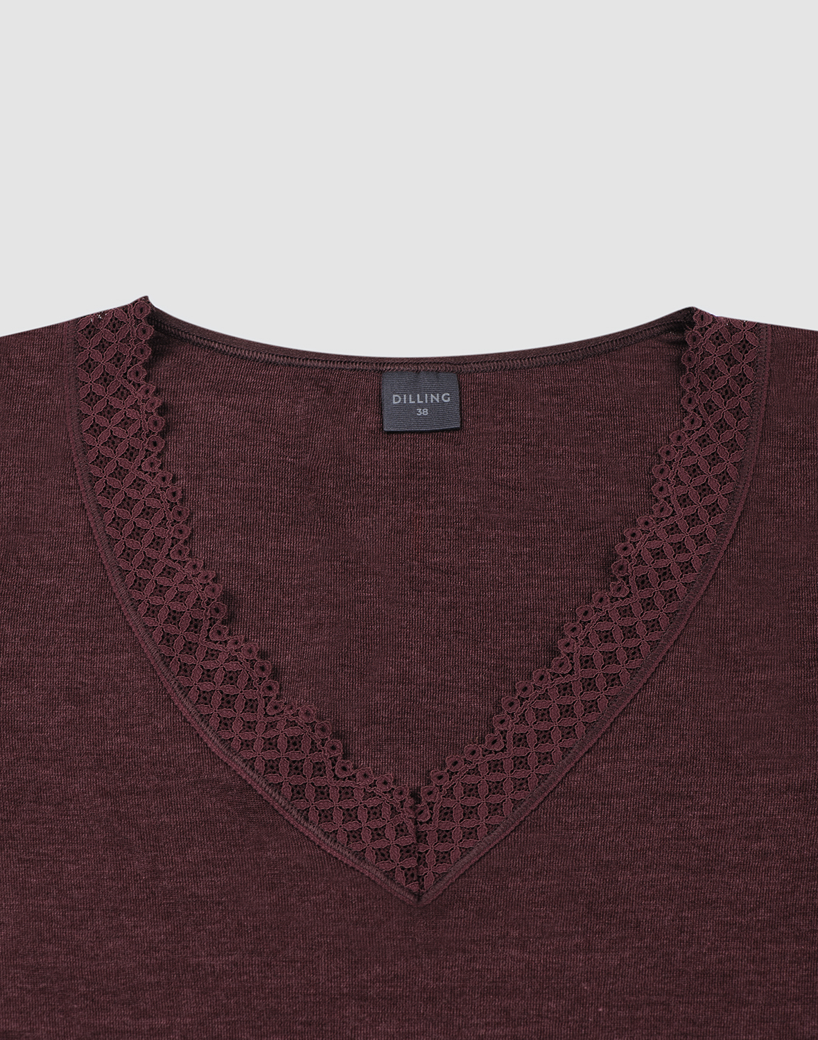 Shirt met kanten rand van merinowol/zijde voor dames -