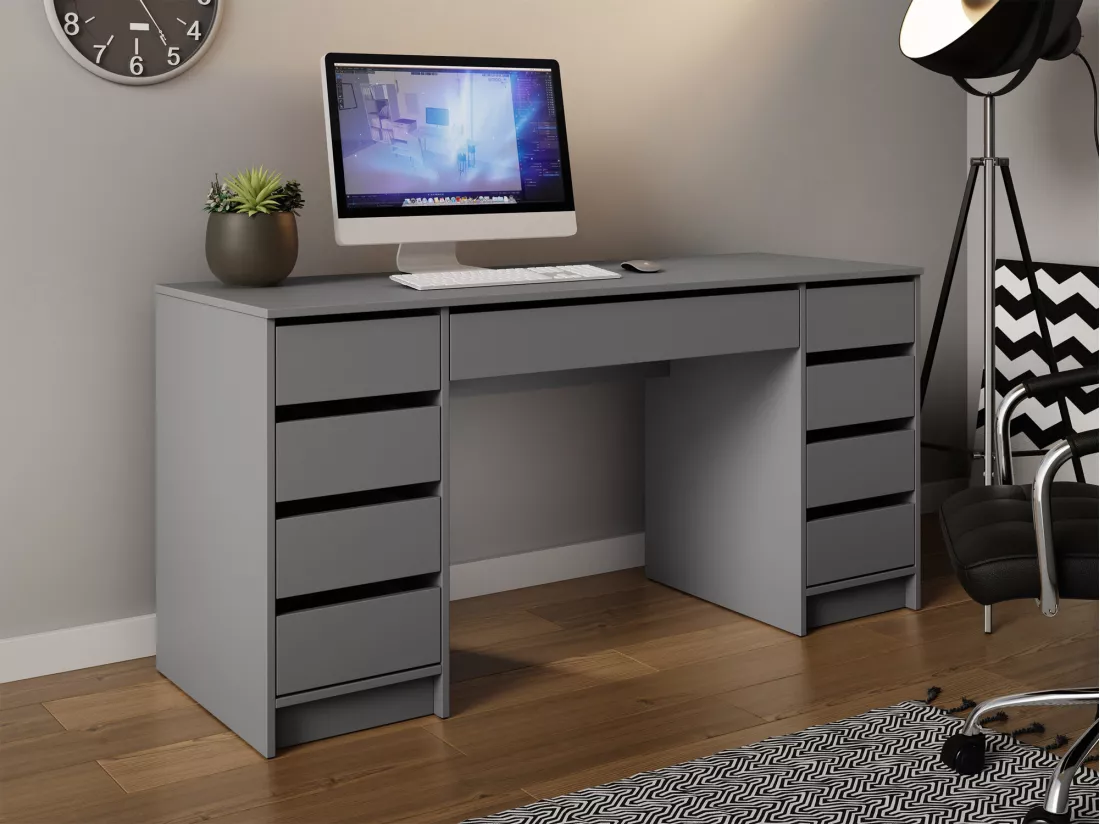 Bureau Comfivo 401, Avec tiroirs, 76x154x55cm, Anthracite