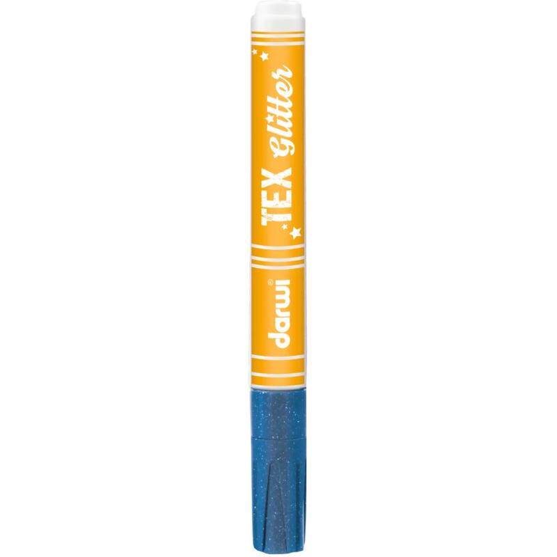 DARWI Marqueur Peinture Textile Pailletée Pointe Conique Fine 2mm - Bleu nacré