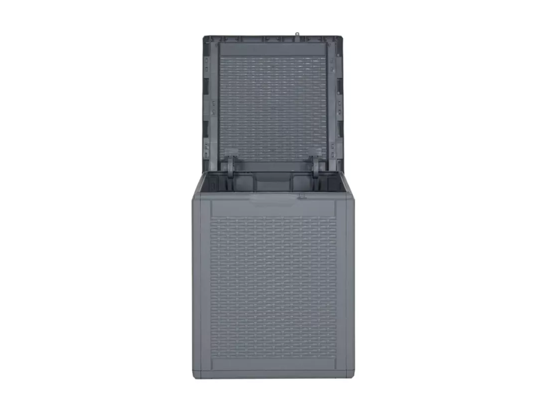 Prolenta Premium - Boîte de rangement de jardin gris PP rotin 90 L