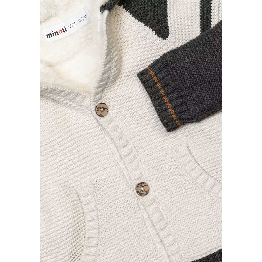 MINOTI Strickjacke CremeweißGrauBraun