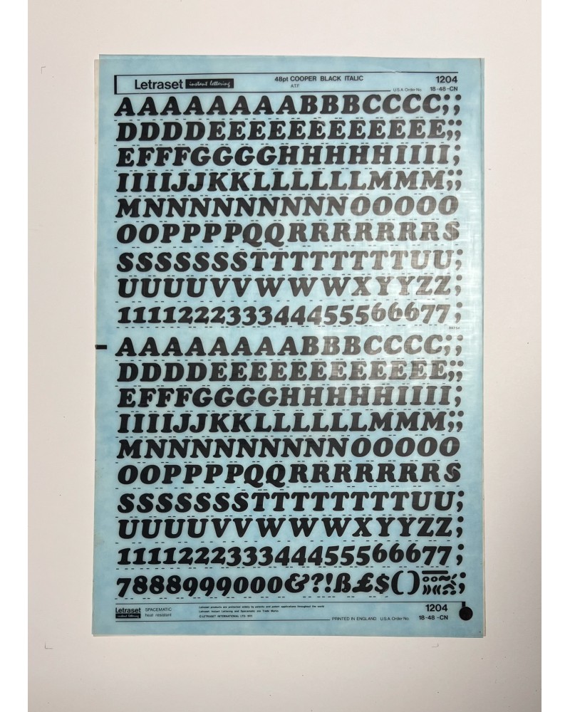 letraset-1204- COOPER BLACK ITALIC - 48pt