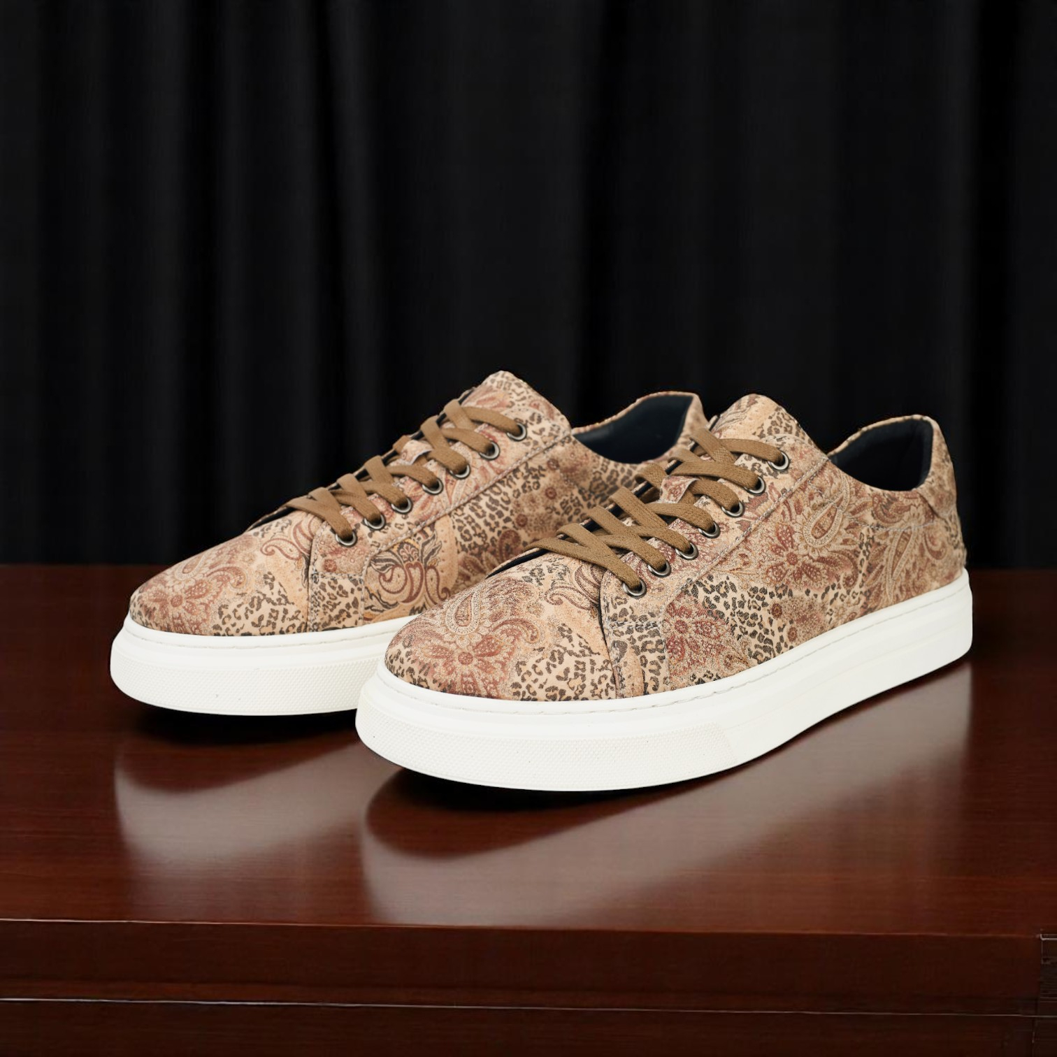 Sand Paisley Panther Sneakers
