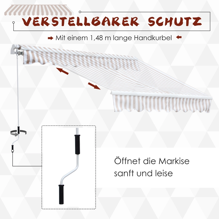 Outsunny Markise mit Handkurbel weißbeige
