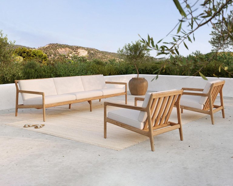 Ethnicraft Jack outdoor tuinbank 265 teak gebroken wit