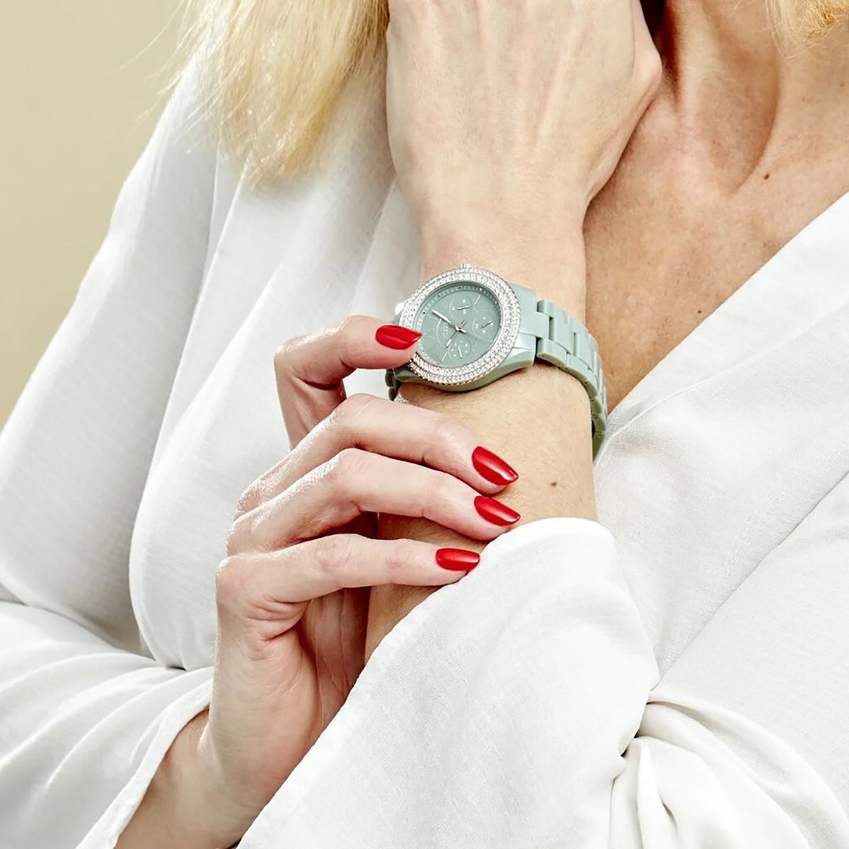 Montre femme Fossil Stella huile de ricin verte