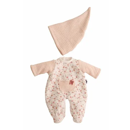 Schildkröt Kleidung zu Puppe Schlummerle 32 cm, Nickyoverall weiss/rose