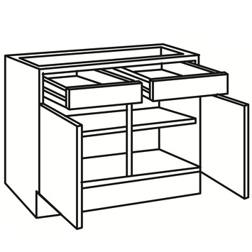 Optifit Klassik60 onderkast met 2 deuren en 2 laden 84,5(h) x 100(b) x60(d) cm met werkblad