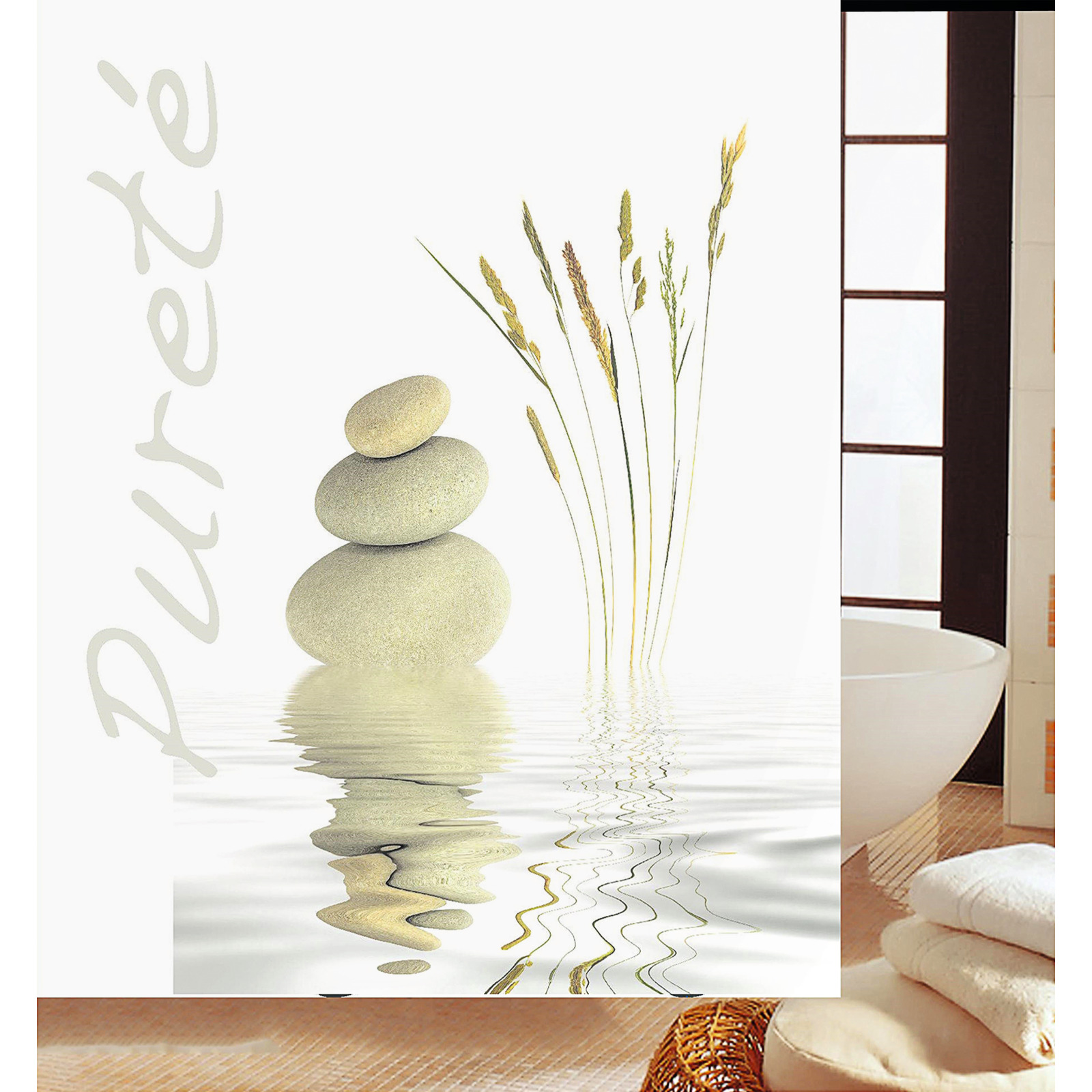 Duschvorhang Steine 180x180cm