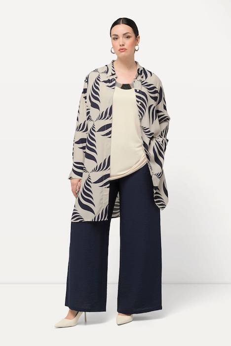 Longbluse, grafischer Druck, Hemdkragen, Langarm
