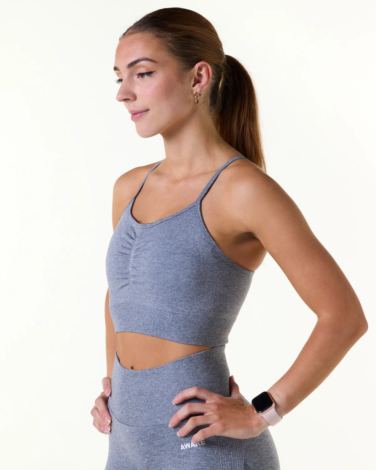 AWARE Scrunch Seamless Sport Top Dark Grey Melange