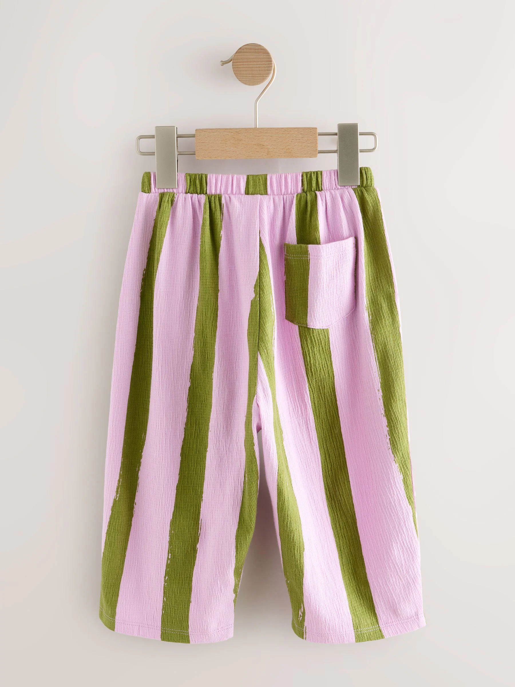 Roze-groen gestreept - Barrel Trousers (3mths-7yrs)