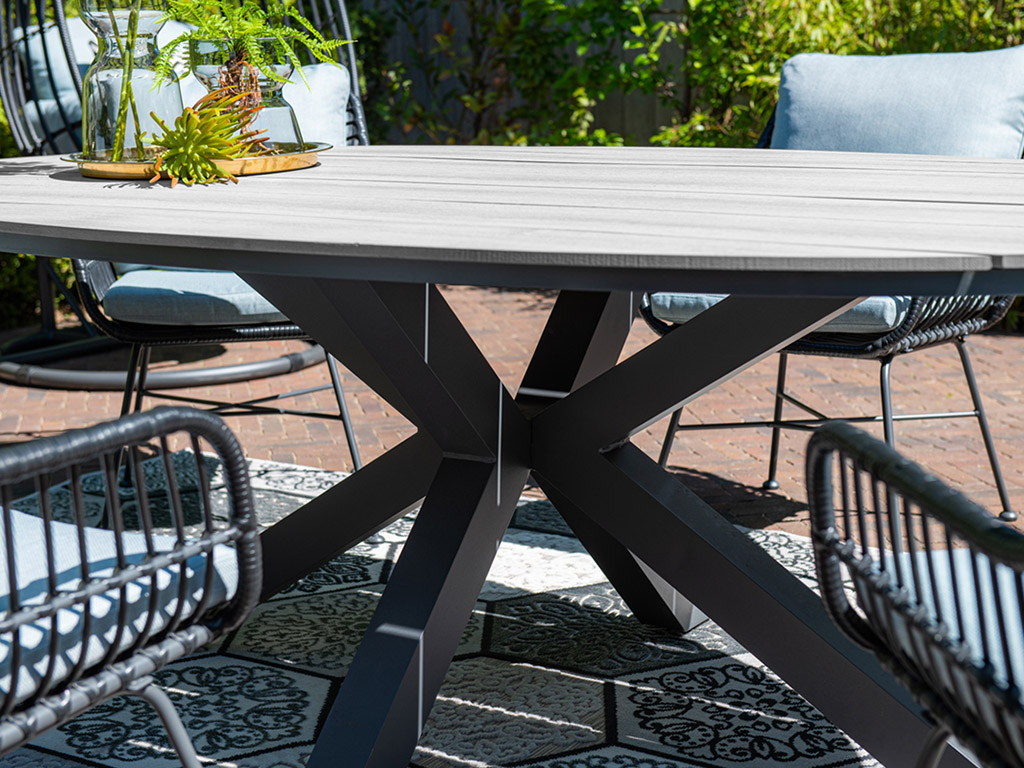 Outdoor Feelings Edson Carbon black grey teak 220 x 115 tuintafel
