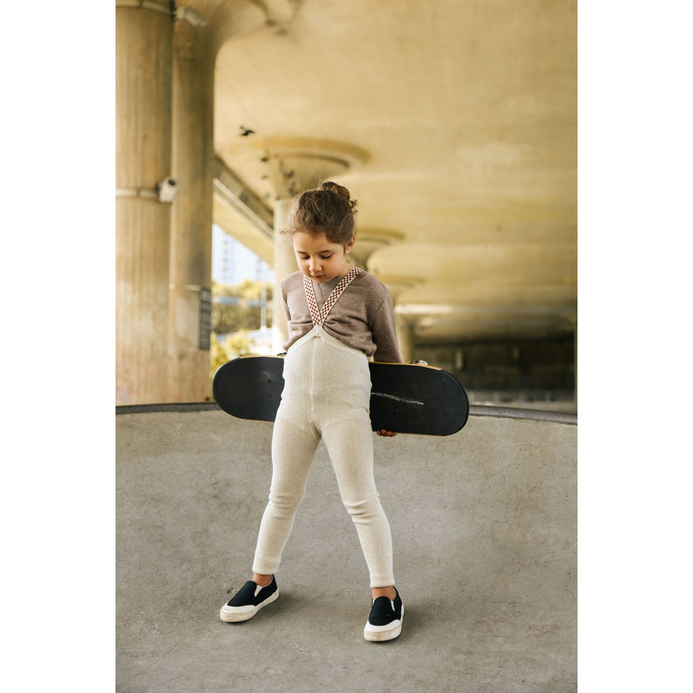Køb Silly Silas Cream Blend Checked Footless Leggings