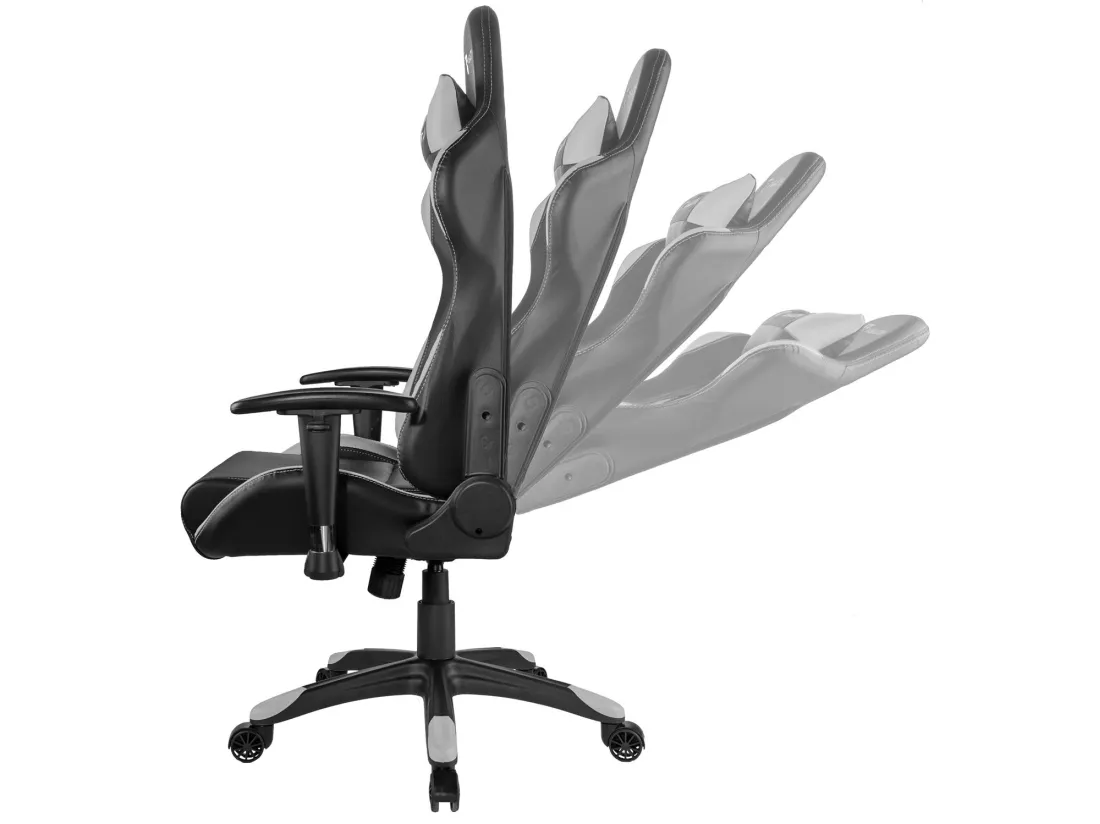 Paracon Rogue Fauteuil de gamer avec oreiller cervical et soutien lombaire, gris.