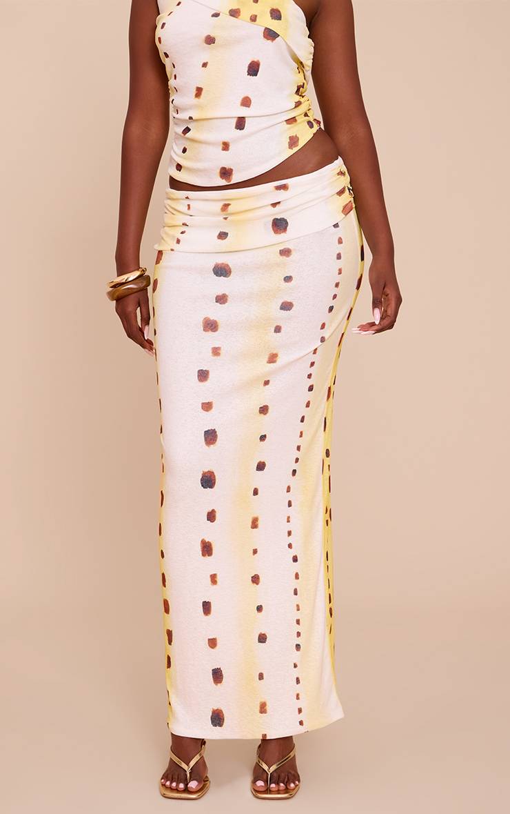 Crème Jupe Longue Taille Basse En Tissu Pelure D'oignon