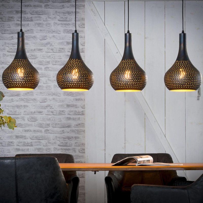 MOOS hanglamp 4l punch kegel / zwart bruin