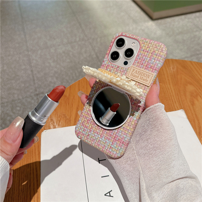 iPhone 16 Pro Max 3D Hardcase Stoff Schutzhülle im Blumen Design - Rosa