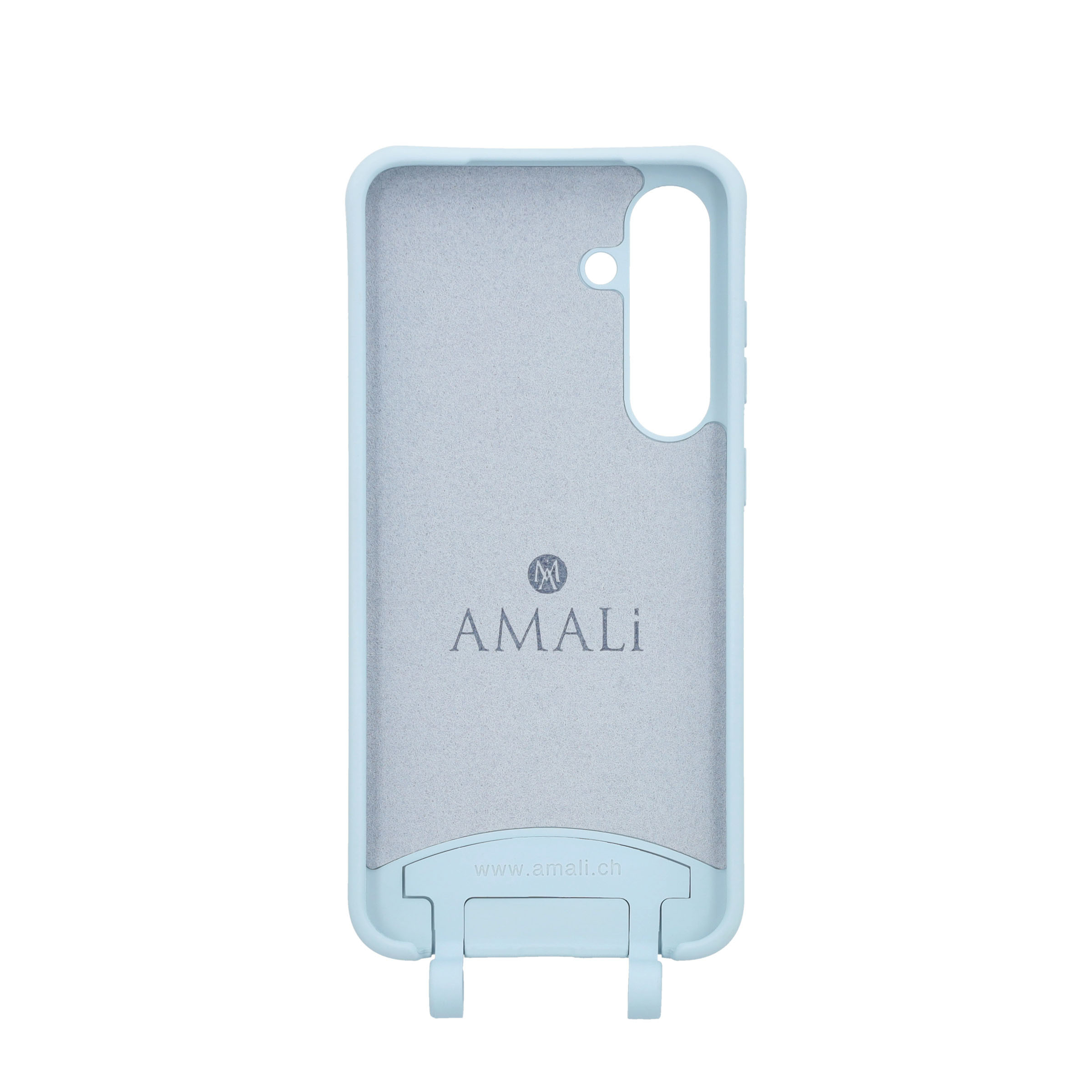 Samsung Galaxy S24  Plus Handy Hülle Elegantes Case mit abnehmbarem Necklace Adapter - Light Blue / Gold