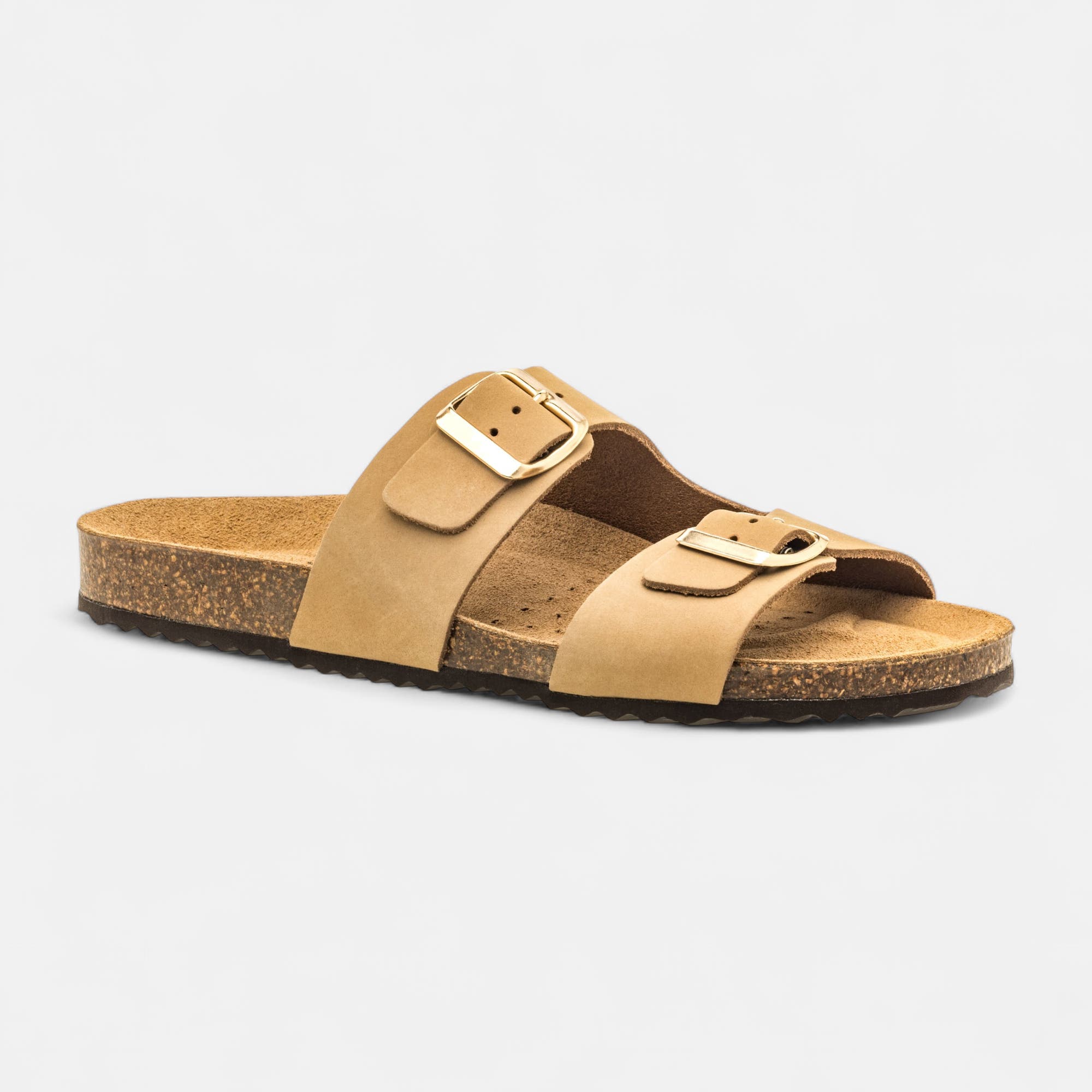 Mules semelle liège Femme en cuir taupe