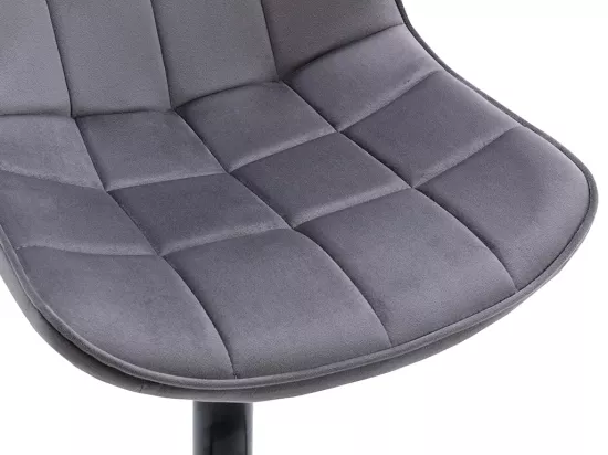 Lot de 2 tabourets de bar en velours et métal - Hauteur réglable - Gris - LIMA II