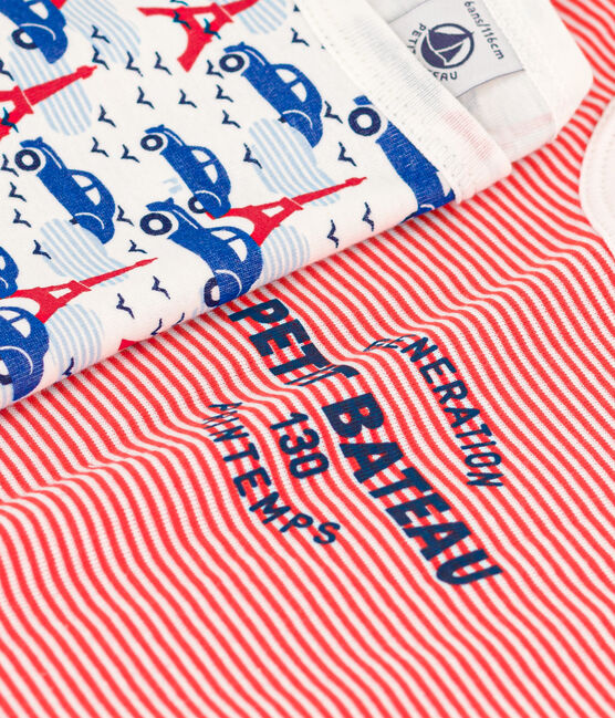 Lot de 2 pyjamas Paris et rayé en coton enfant
