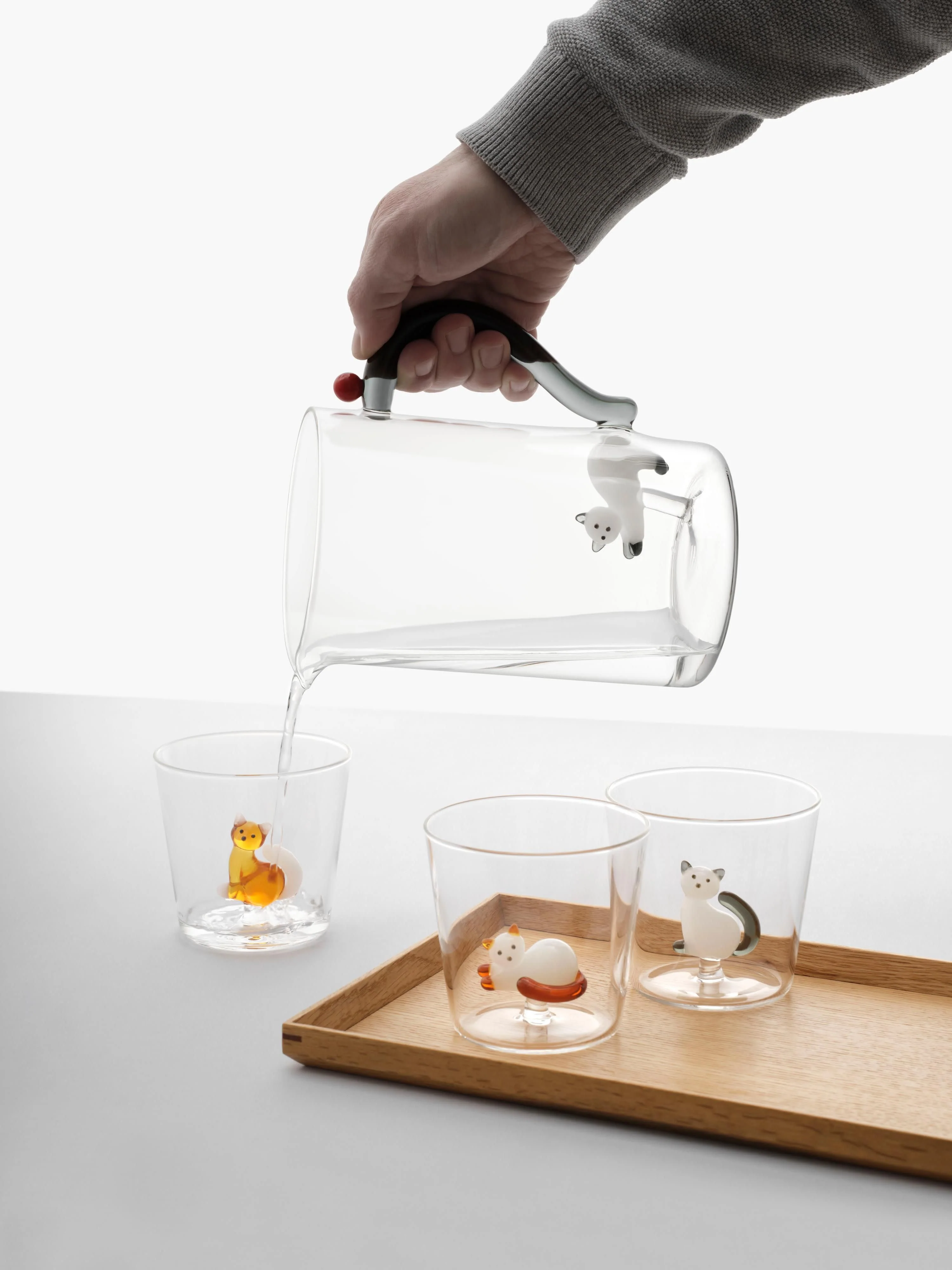 Handgemaakte waterglas Tabby Cat