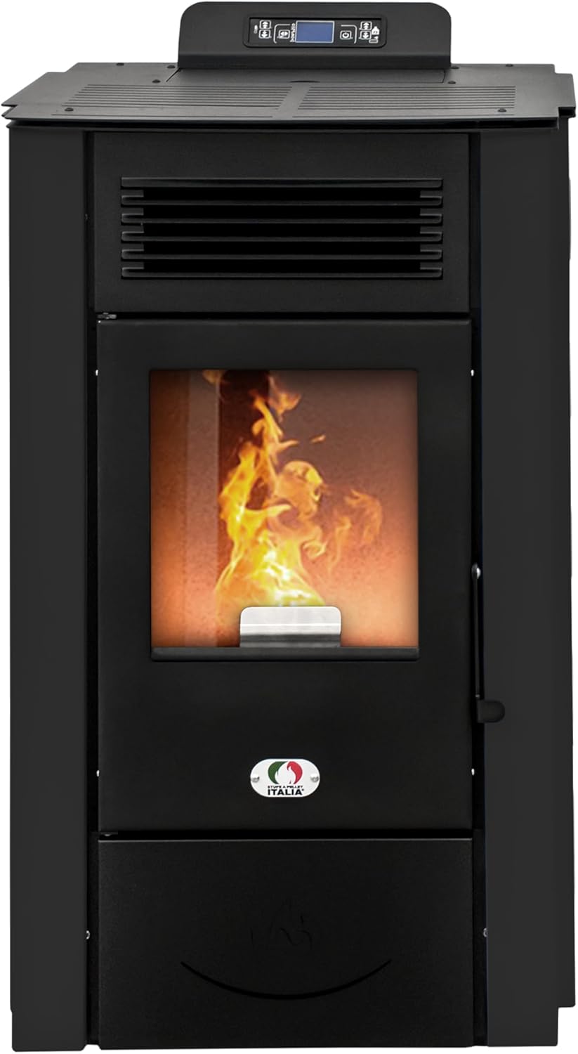 STUFE A PELLET ITALIA Colorado 15 KW | Pelletöfen Effizienz 92% Heizt 140m² Autonomie 15 Std. Programmierbar 5 Geschwindigkeiten und Leistungsstufen 24 Monate Garantie Schwarz