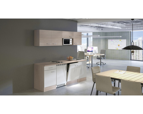 Flex Well keukenblok met apparatuur Samoa 210 cm wit sonoma eiken mat gedemonteerde variant omkeerbaar 00011954