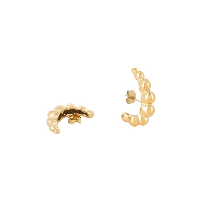 Boucles d'oreilles en acier doré effet manchette de lobe en forme de croissant bullé