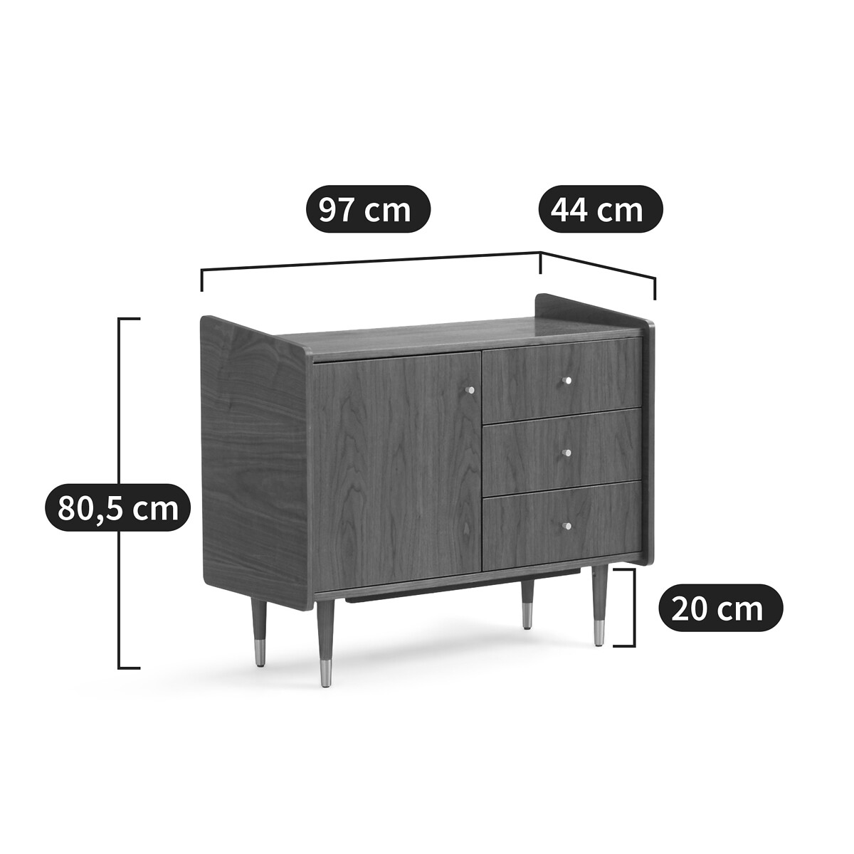 LA REDOUTE INTERIEURS<br>Pequeno móvel de buffet vintage em folheado de nogueira, Ronda