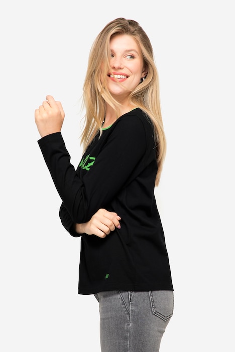 T-Shirt, Regular Fit, Statement Print, Rundhals, Langarm, OEKO-TEX