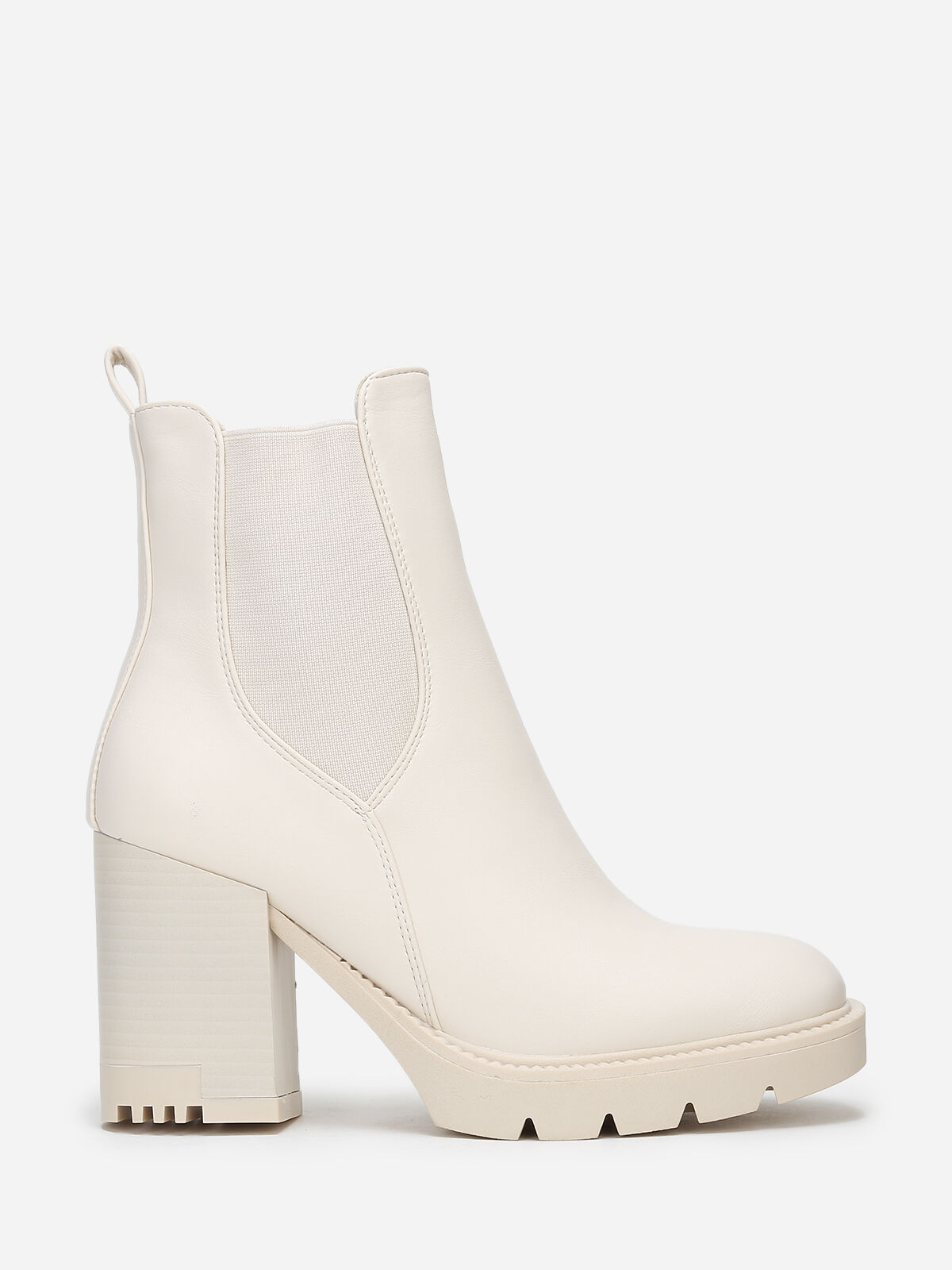 Bottines Chelsea à talon cranté- Beige