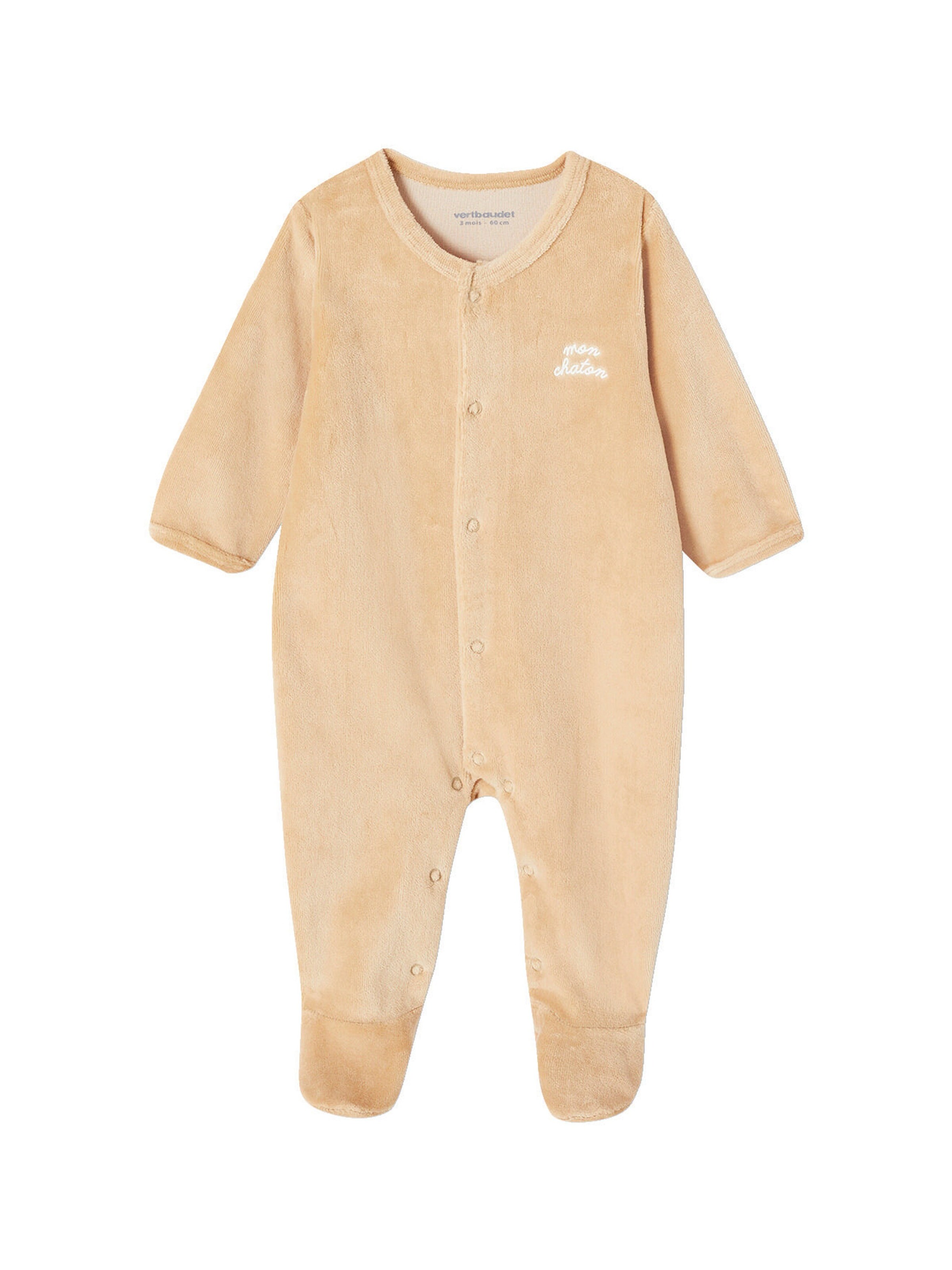 Vertbaudet 3er-Pack Baby Samt-Strampler BASIC goldgelb