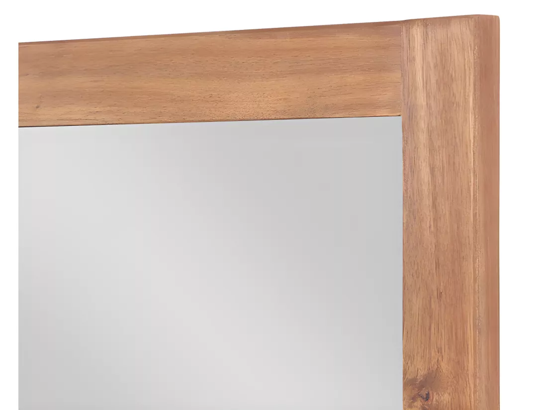 Miroir rectangle avec contour en bois d'acacia - 90 x 60 cm - SEPANG