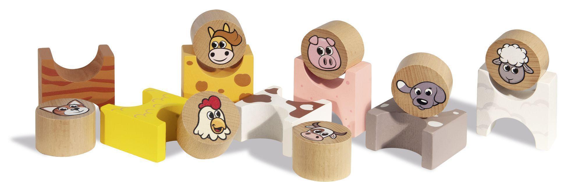 Stapelspiel BAUERNHOF 14-teilig aus Holz