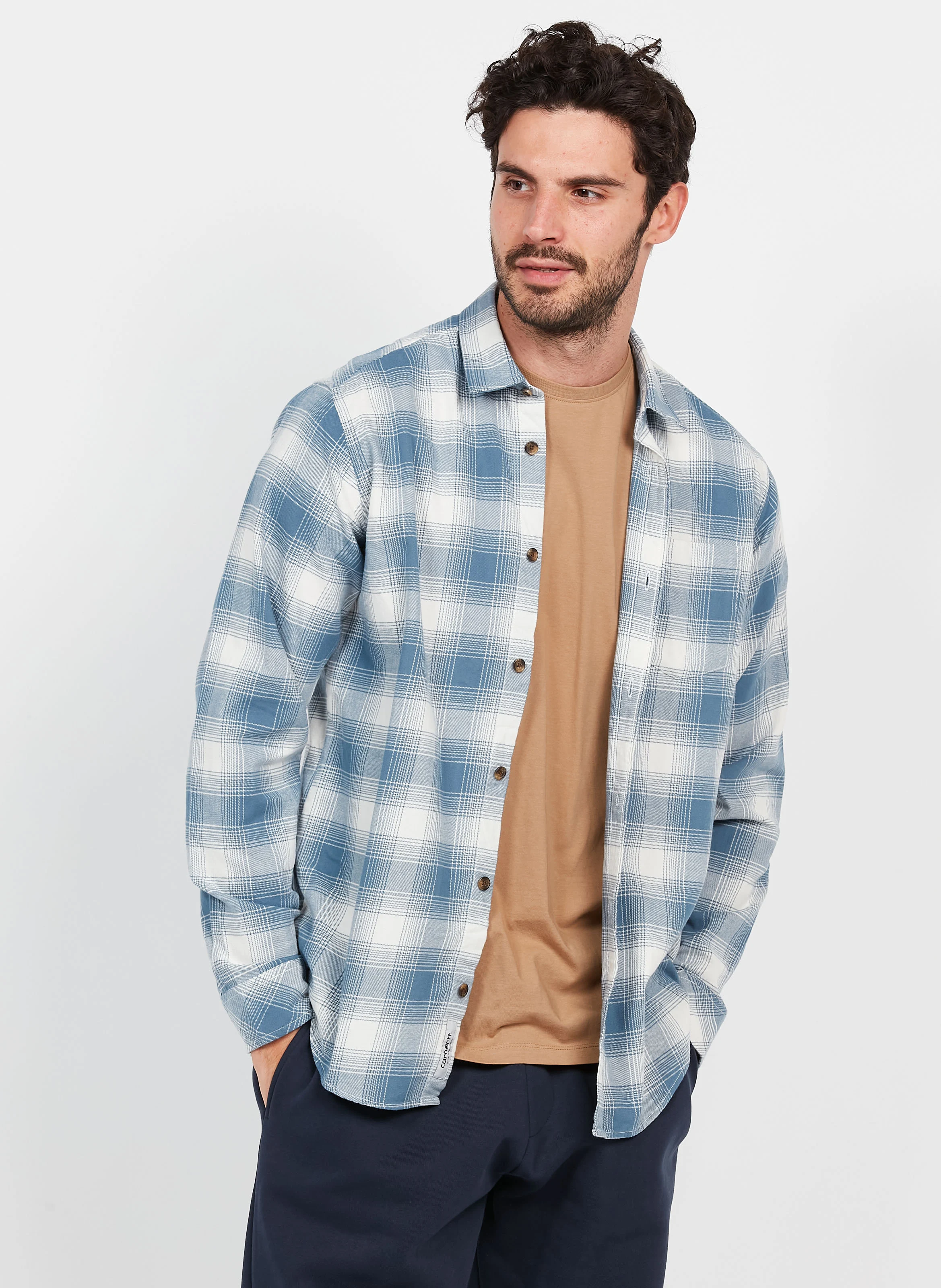 Tee-shirt droit col rond en coton | Marron